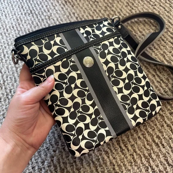 Black and White Coach Crossbody Bag - Picture 2 of 14